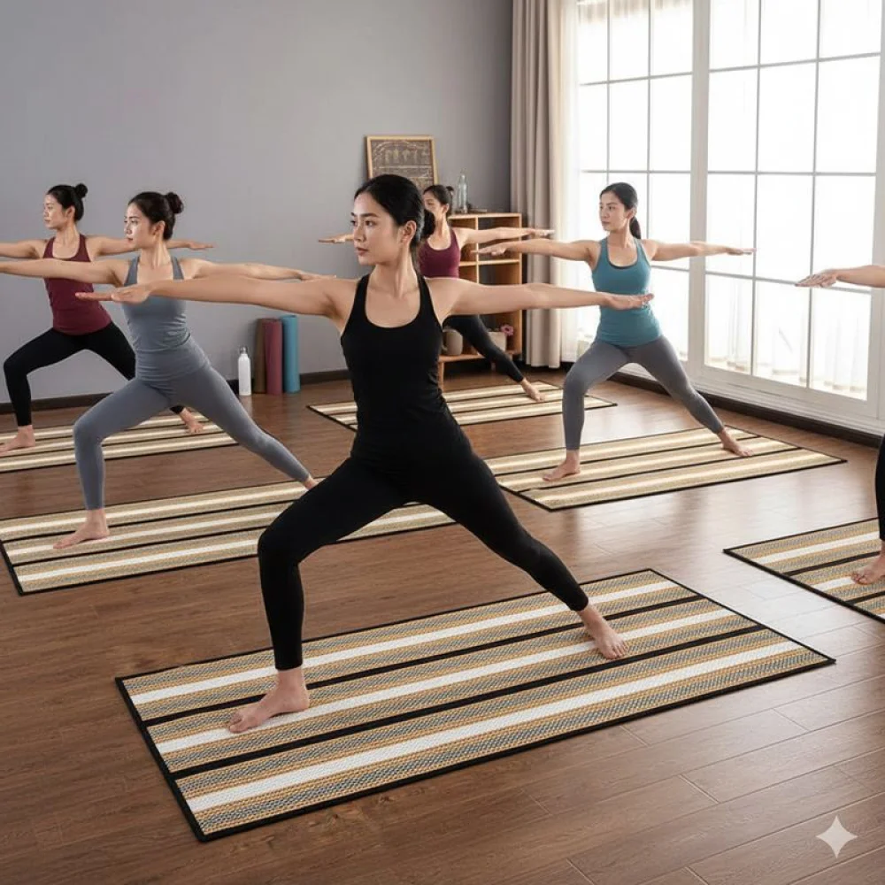 Handcrafted Korai grass Mat Eco comfort for Yoga & Meditation I Natural grass Fitness mats for a Peacefull Practice I Eco friendly Meditation mats I Sustainable picnic mat I Pranayama yogamat I Yogamat for beginners I Outdoor picnic mat I Camping sitting mat I Gym matgift for men women