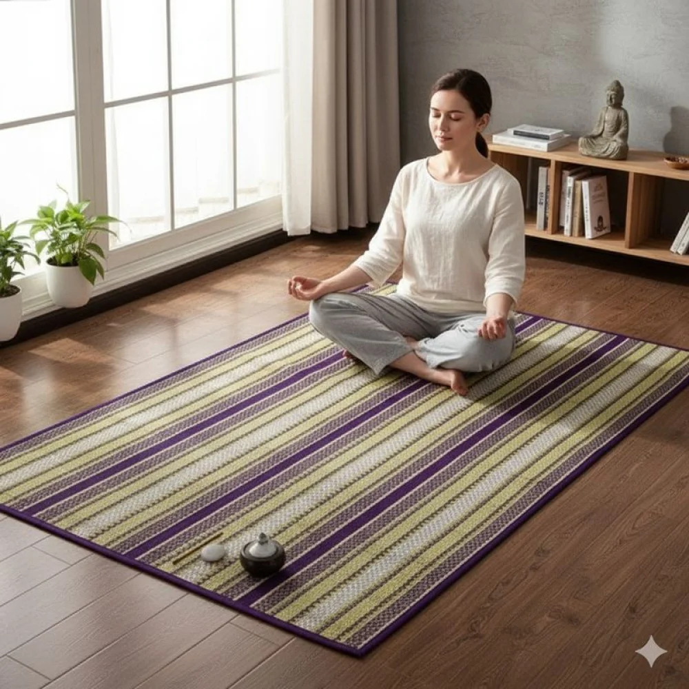 Handcrafted Korai grass Mat Eco comfort for Yoga & Meditation I Natural grass Fitness mats for a Peacefull Practice I Eco friendly Meditation mats I Sustainable picnic mat I Pranayama yogamat I Yogamat for beginners I Outdoor picnic mat I Camping sitting mat I Gym matgift for men women