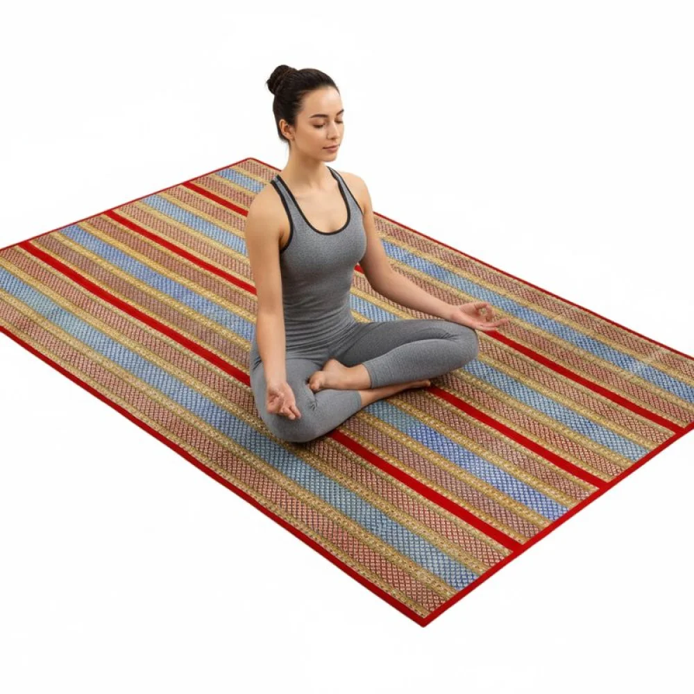 Handcrafted Korai grass Mat Eco comfort for Yoga & Meditation I Natural grass Fitness mats for a Peacefull Practice I Eco friendly Meditation mats I Sustainable picnic mat I Pranayama yogamat I Yogamat for beginners I Outdoor picnic mat I Camping sitting mat I Gym matgift for men women