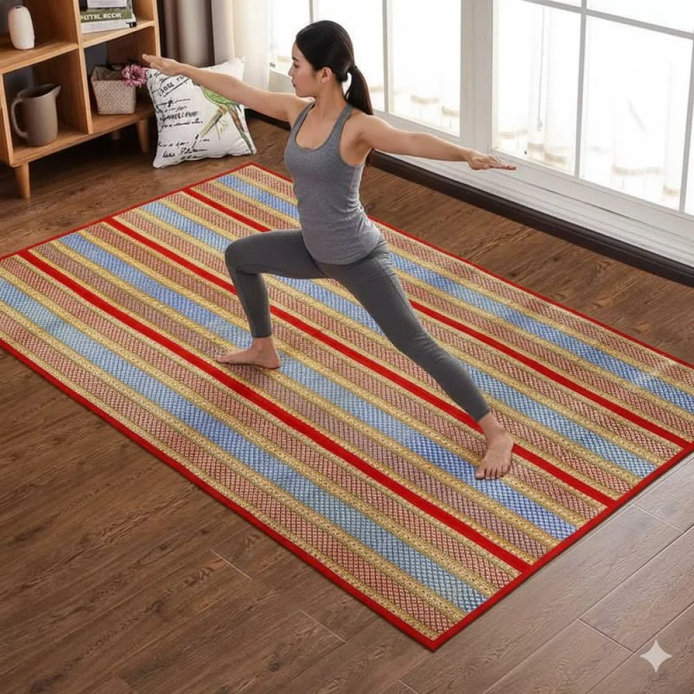 Handcrafted Korai grass Mat Eco comfort for Yoga & Meditation I Natural grass Fitness mats for a Peacefull Practice I Eco friendly Meditation mats I Sustainable picnic mat I Pranayama yogamat I Yogamat for beginners I Outdoor picnic mat I Camping sitting mat I Gym matgift for men women