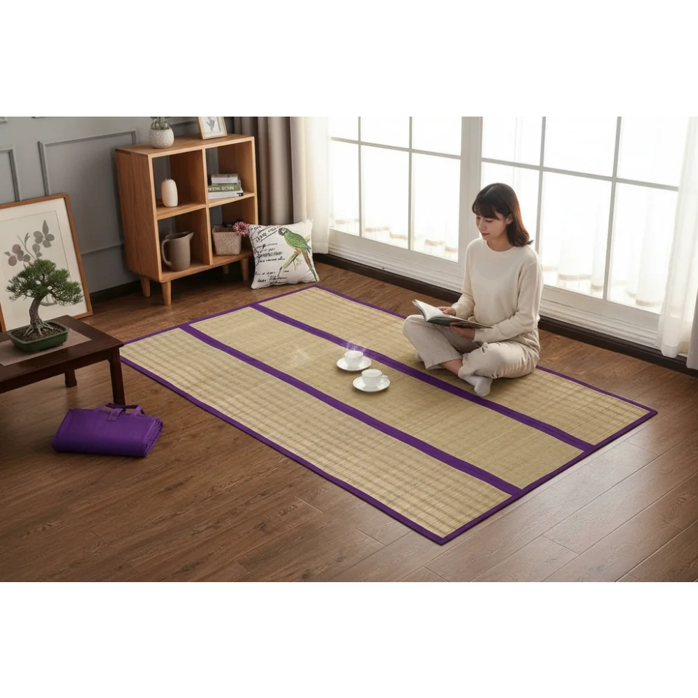 Natural Madurkathi Handwoven Chatai Mat | 100% River Grass Korai Pai | Eco-Friendly Floor, Yoga & Prayer Mat | Traditional Bengali Weaving | Sleeping Mat for Home, Office & Shops