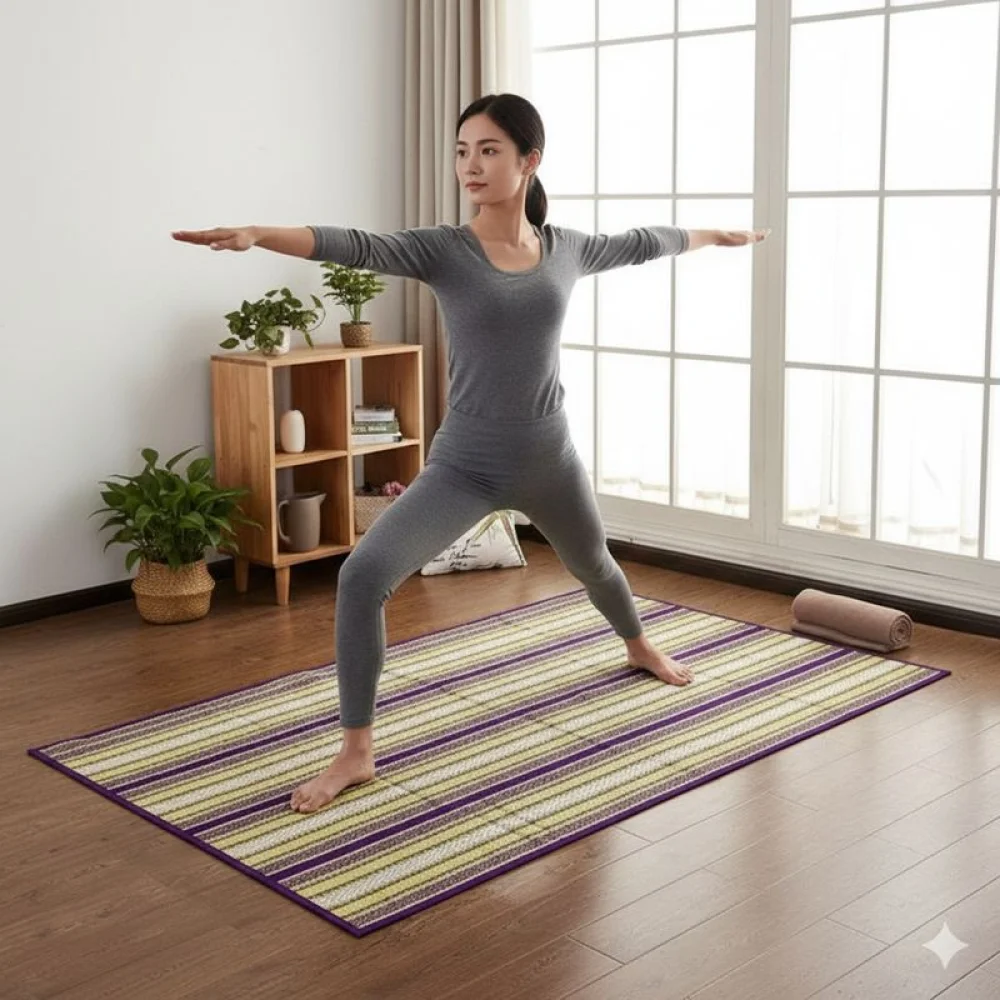 Handcrafted Korai grass Mat Eco comfort for Yoga & Meditation I Natural grass Fitness mats for a Peacefull Practice I Eco friendly Meditation mats I Sustainable picnic mat I Pranayama yogamat I Yogamat for beginners I Outdoor picnic mat I Camping sitting mat I Gym matgift for men women