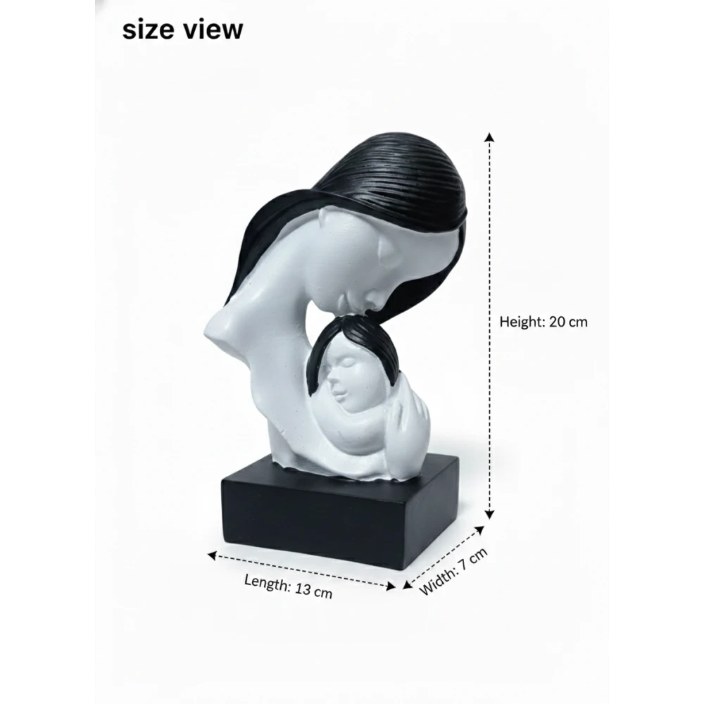 Mother Child Son Daughter Idol Statue Heart Warming Mother's Love Gift Showpiece for Home Decor Office Table Decoration - Baby Shower for Mom, Handcrafted Mother Baby Showpiece Gift
