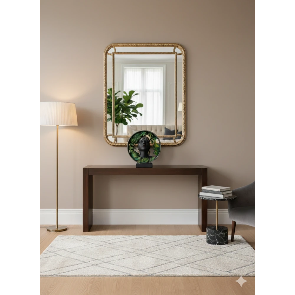 Exotic African Lady Bust Statue with Monstera Leaf & Floral Art – Unique Resin Showpiece for Home Décor Premium Floral Tribal Woman Statue – Elegant Black & Gold Decorative Lady Face