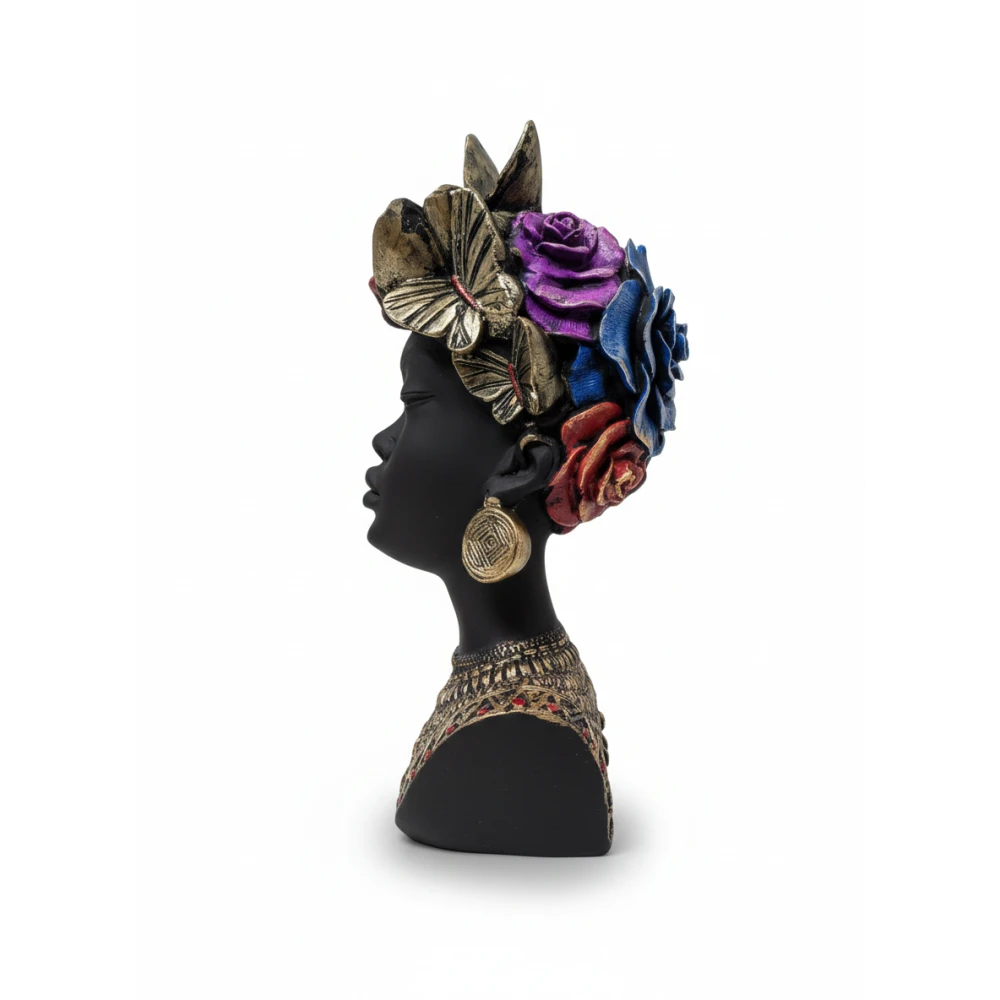 Elegant African Lady Bust Statue – Decorative Butterfly Headgear Figurine for Home & Optimized: Luxury Female Face Sculpture – Artistic Butterfly Lady Showpiece for Living Room & Gifting