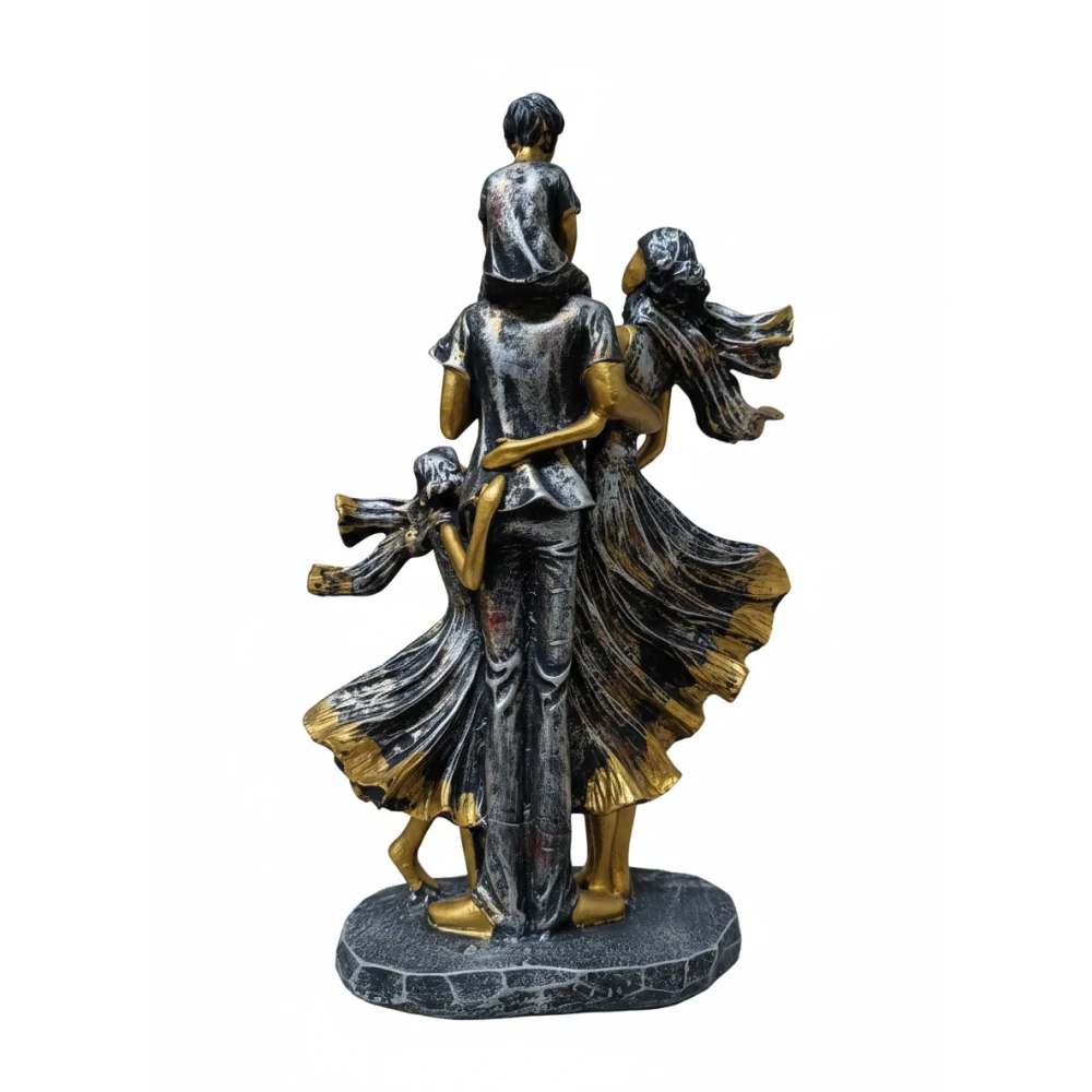 Family Showpiece for Home Decor, Golden (11 inch), Resin