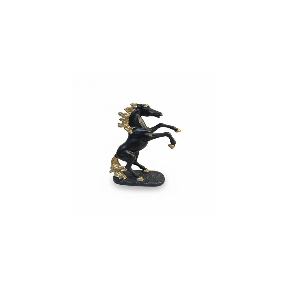 Vastu Lucky Rearing Horse Idol - Feng Shui Stallion Sculpture for Success and Wealth - Decorative Showpiece(Black)