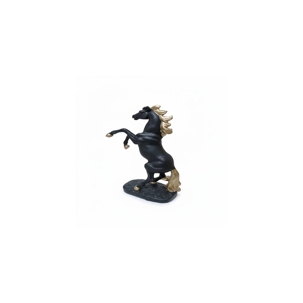 Vastu Lucky Rearing Horse Idol - Feng Shui Stallion Sculpture for Success and Wealth - Decorative Showpiece(Black)