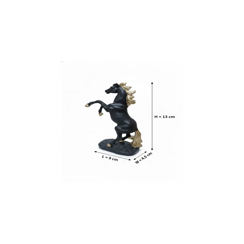 Vastu Lucky Rearing Horse Idol - Feng Shui Stallion Sculpture for Success and Wealth - Decorative Showpiece(Black)