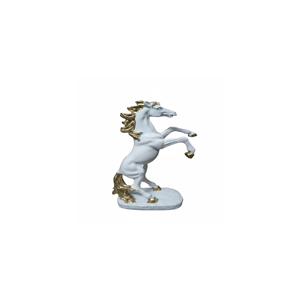 Vastu Lucky Rearing Horse Idol - Feng Shui Stallion Sculpture for Success and Wealth - Decorative Showpiece(White)