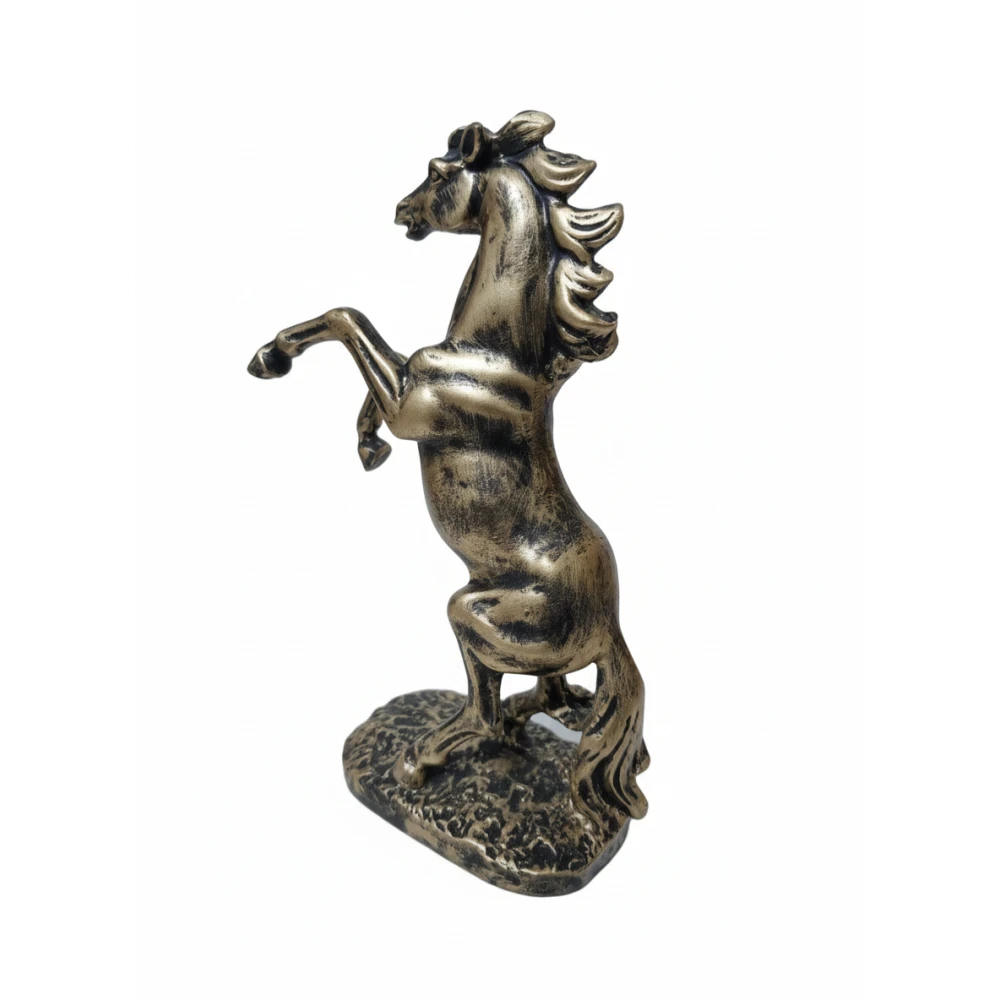 Vastu Lucky Rearing Horse Idol - Feng Shui Stallion Sculpture for Success and Wealth - Decorative Showpiece(Antique Gold)