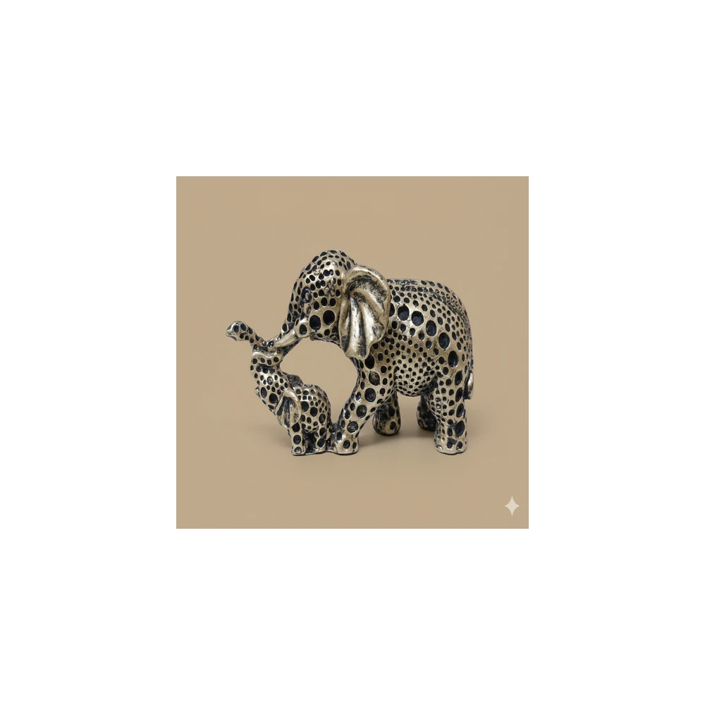 Mother & Baby Elephant Figurine - Decorative Trunk-Up Elephant Showpiece for Good Luck & Vastu Home Decor