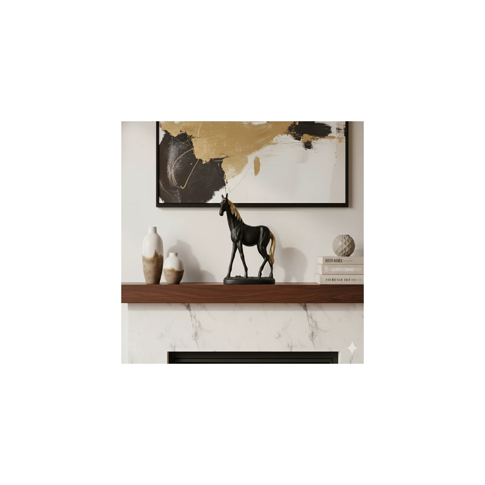 Elegant Antique Gold Horse Figurine - Decorative Stallion Statue for Home & Office Decor
