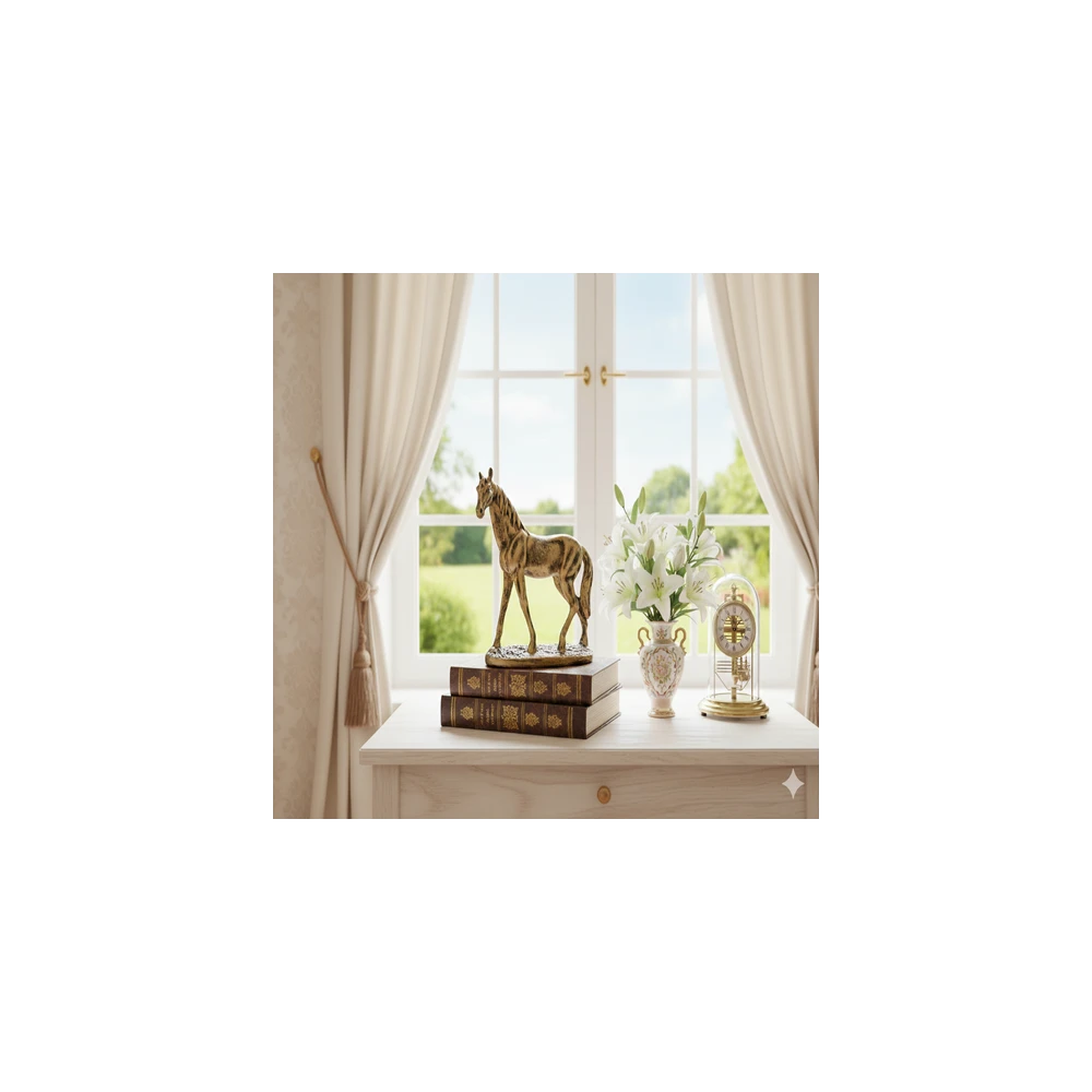 Elegant Antique Gold Horse Figurine - Decorative Stallion Statue for Home & Office Décor(Antique Gold)