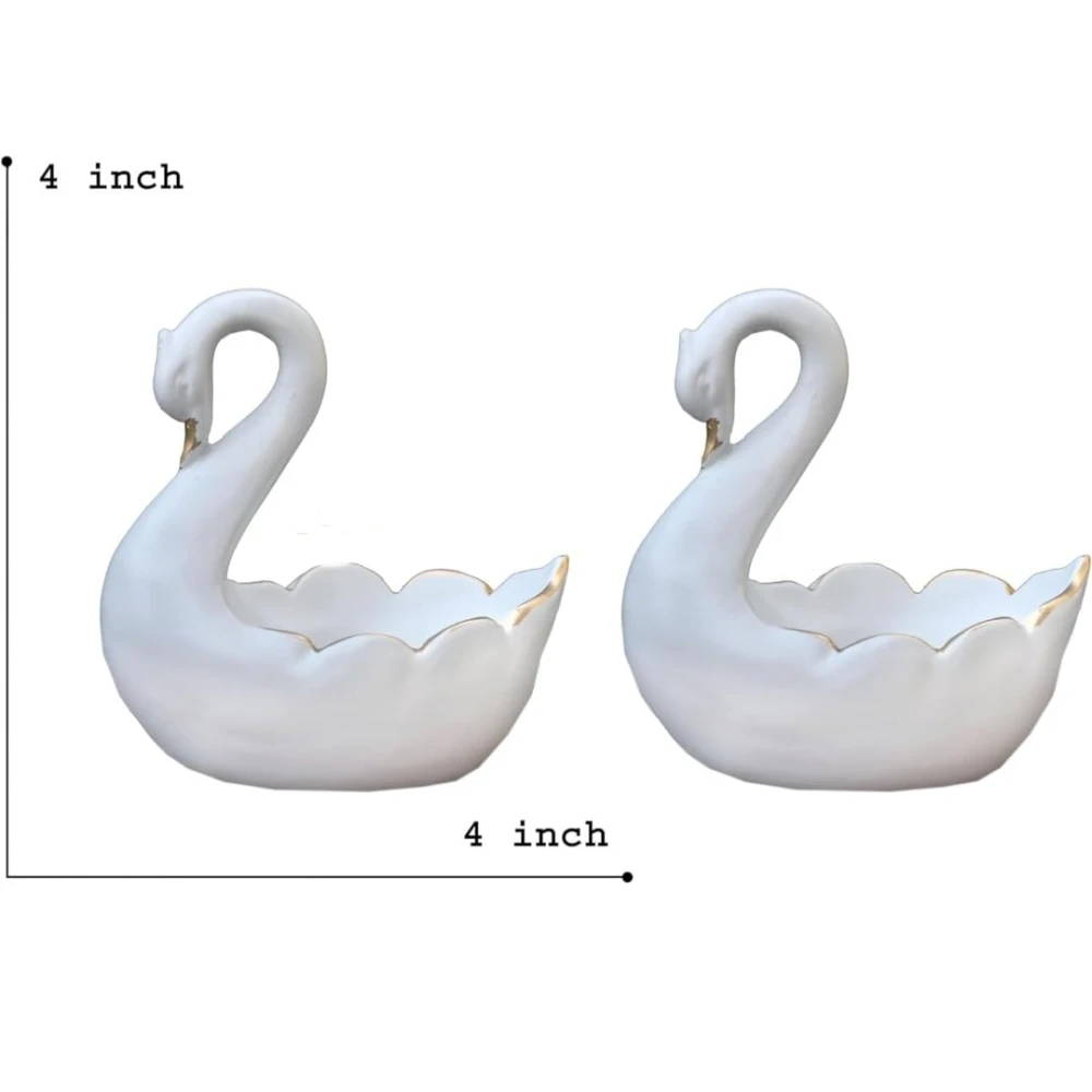 2 Pcs Handicrafts Resin Duck Tealight Candle Holder Statue Swan Light Stand Showpiece (11 X 11 X 7 CM,White)(Pack of 2)
