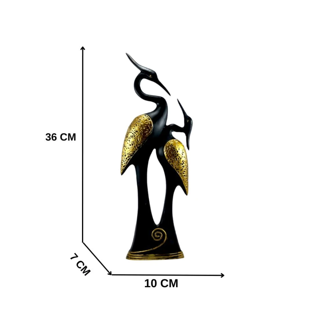 Black Polyresin Pair of Kissing Duck Showpiece Home Decor, Office Decor or Perfect for Living Room Decor & Gifting