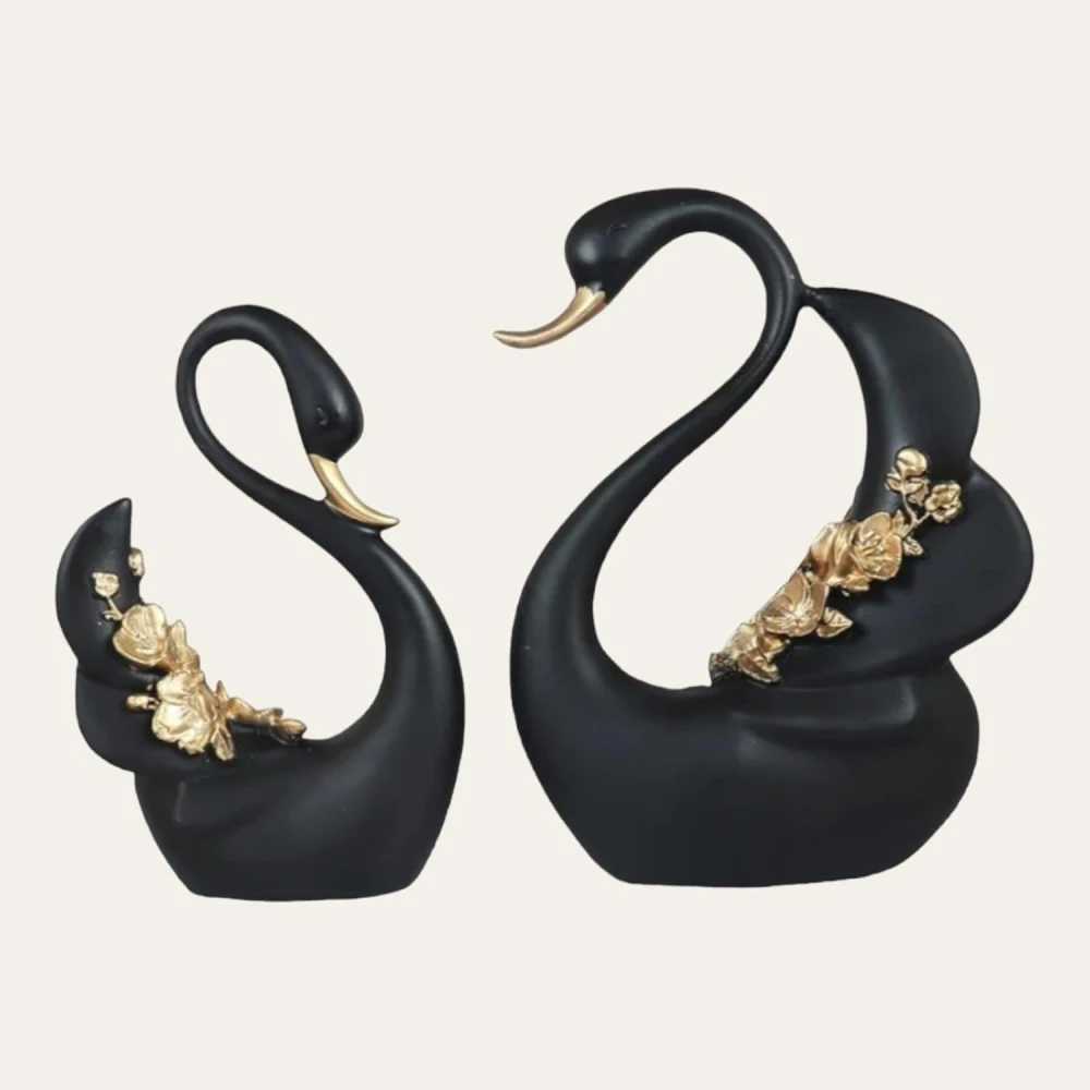 Polyresin Swan Pair Set of 2 Sculpture for Home Decor Showpiece Figurine (Perfect for Gifting Purpose)