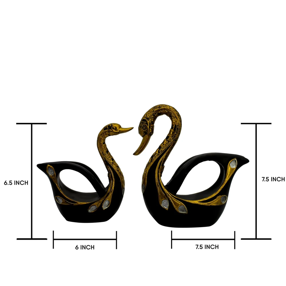 Lucky Swan Pair Showpiece for Home Decor Office Decorative Tv Cabinet Decor