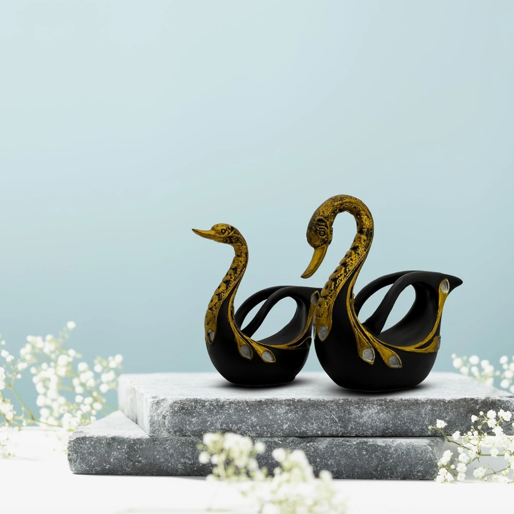 Lucky Swan Pair Showpiece for Home Decor Office Decorative Tv Cabinet Decor
