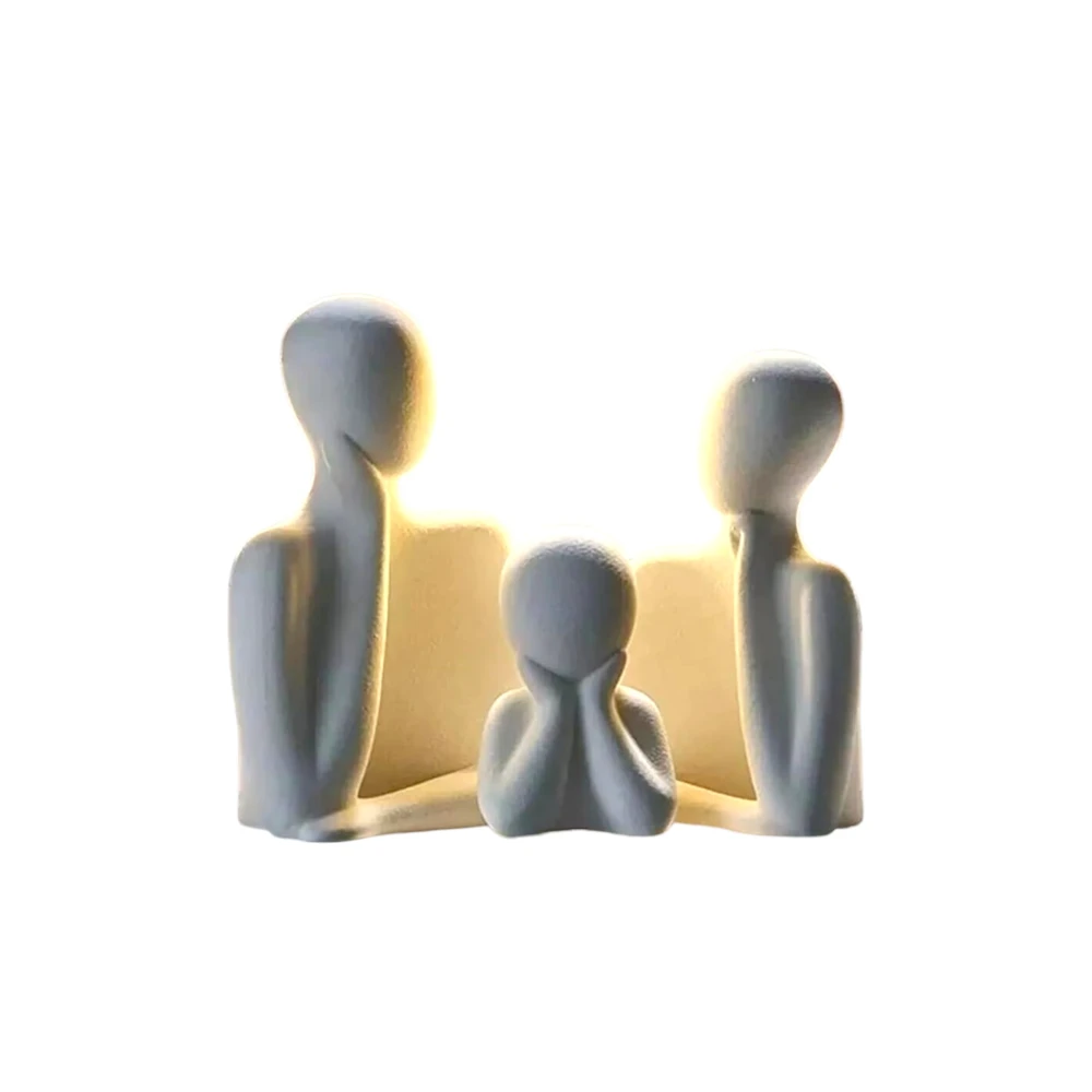 Couple Family Statue | Thinker Sculpture | Home Decor Items for Living Room Show Piece | Table Artifact (White | Set of 3)