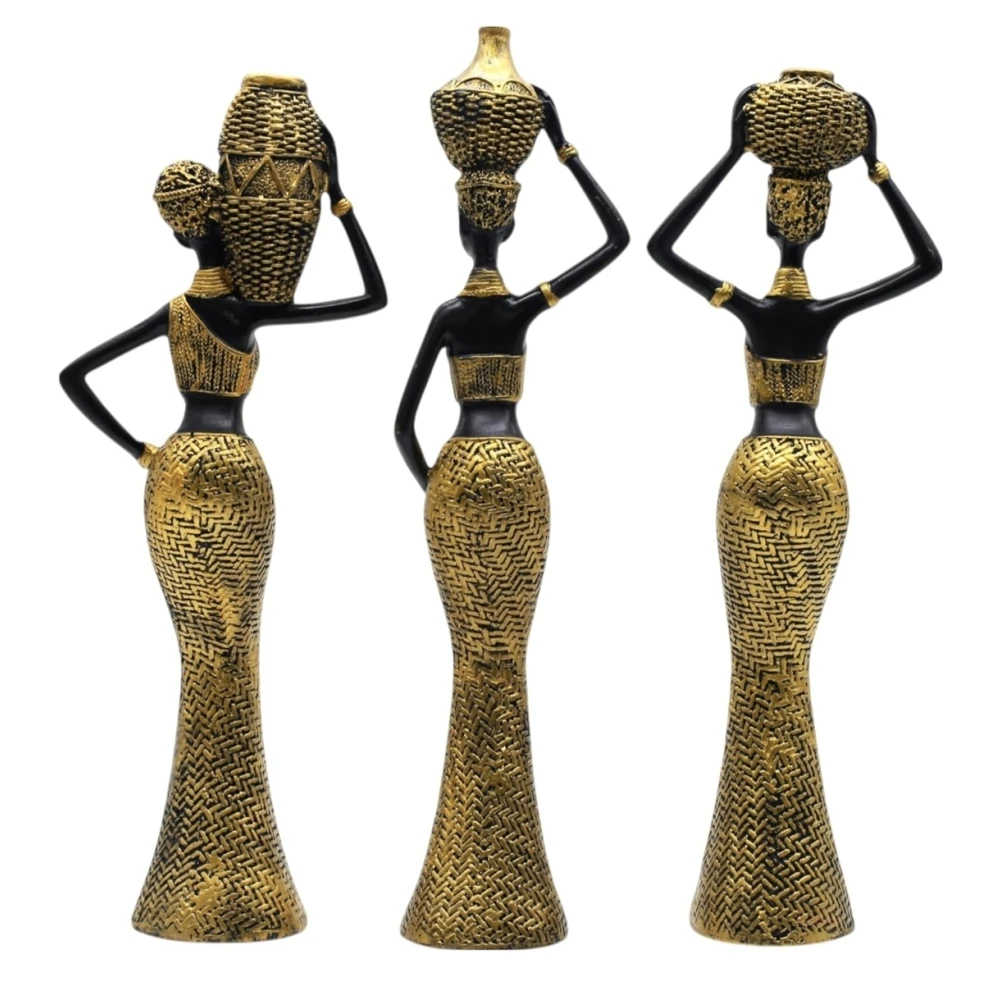 Poly resin Hand Crafted African Lady Set Of 3 | | Modern art Sculpture | Decorative Show piece For Home Decor | Office Decor | Bed room décor | Table Top | Living room décor Ideal For Gifting