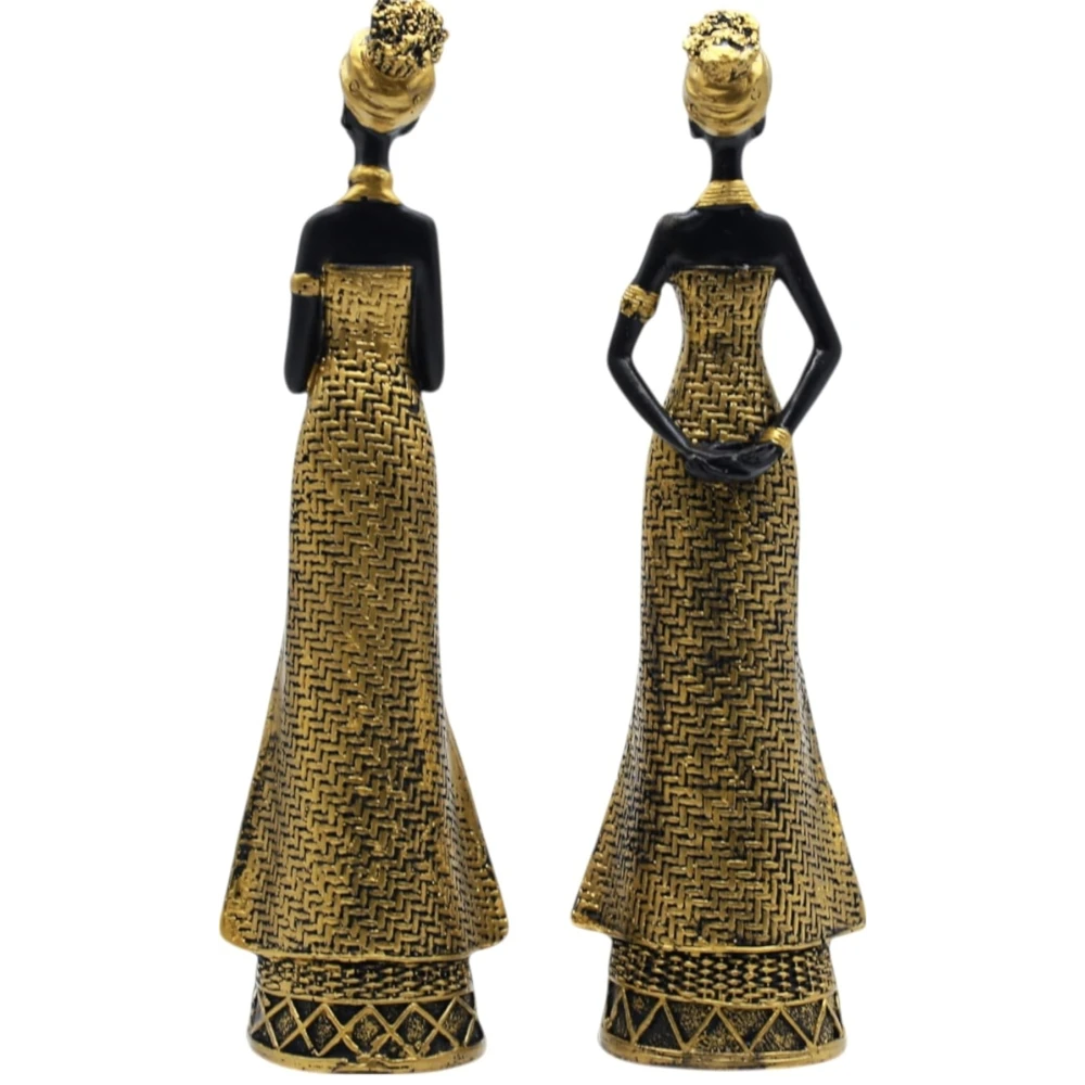 Vibrant Beautiful Finish Uniquely Hand Crafted Home Decor African Tribal Women Art Piece (Set of 2)