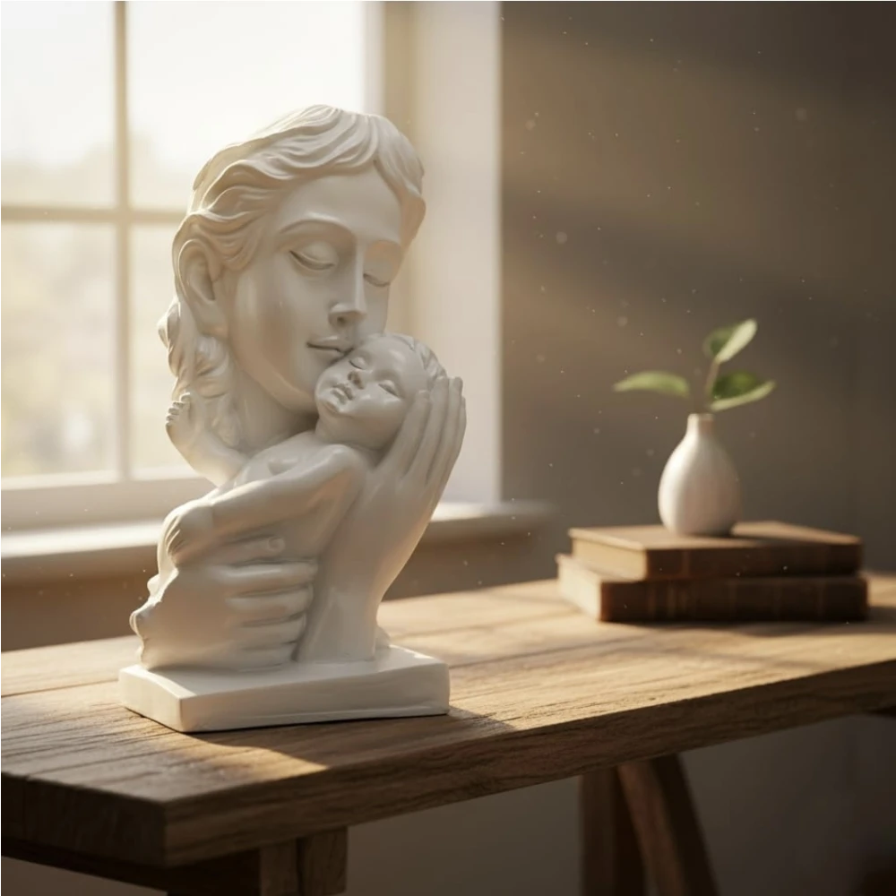 Hand Crafted Mother with baby medium Modern art Sculpture/ Decorative Show piece For Home Decor /Office Decor /Bed room décor/Table Top /Living room décor Ideal For Gifting