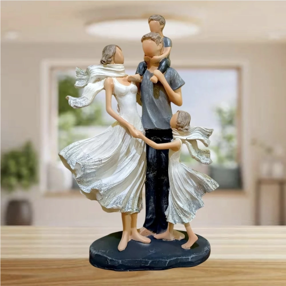 Poly resin Family Statue Sculpture for Home Decor, Anniversary, Wedding, Office Desk showpiece |
