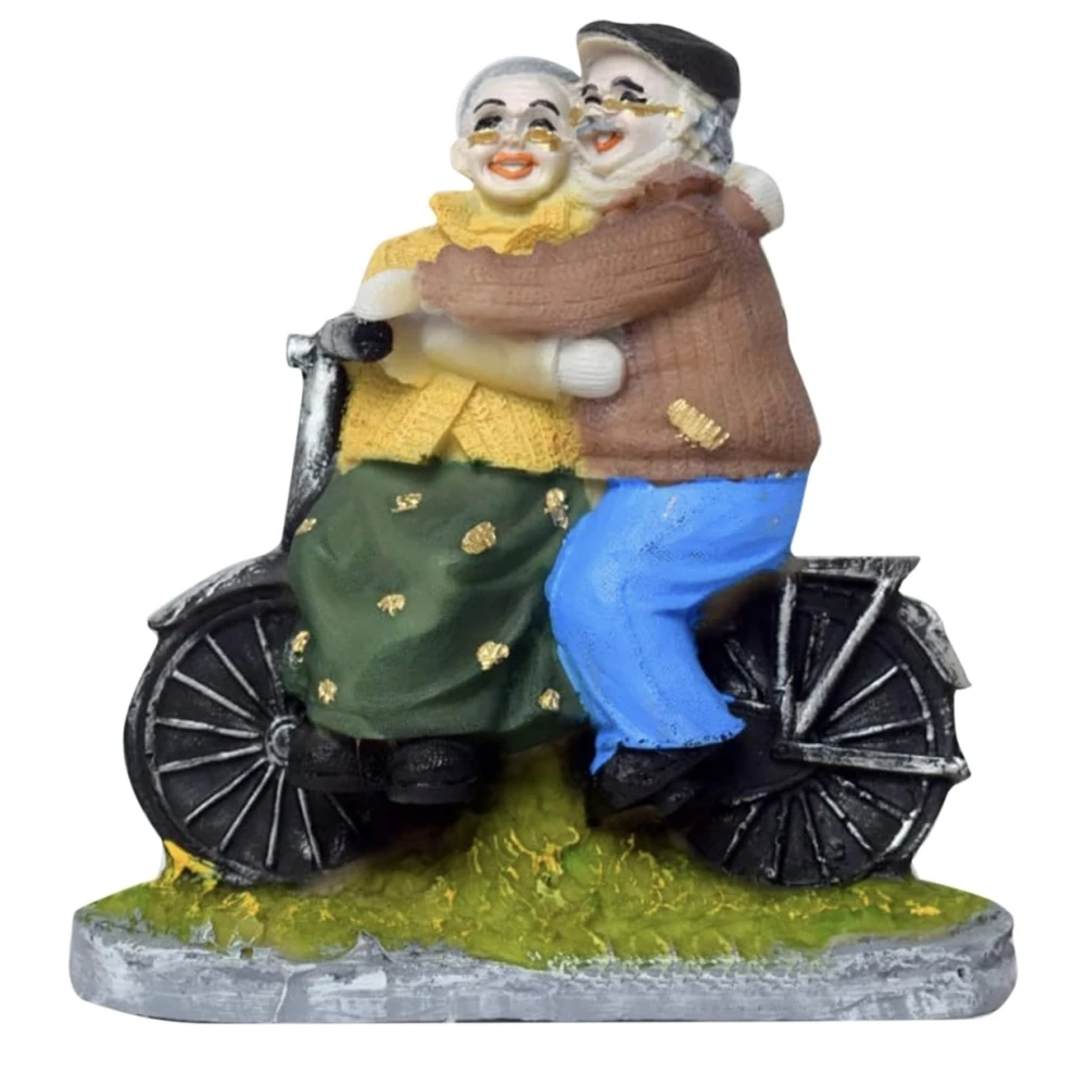 Adorable Couple on Bicycle Showpiece - Romantic Anniversary & Valentine’s Day Gift for Parents, Grandparents, and Couples - Decorative Resin Figurine for Home Decor