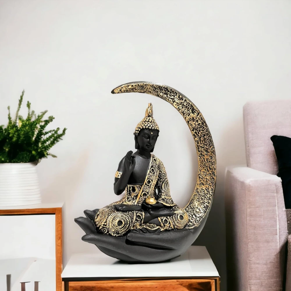 Buddha Sitting On Chand for Home Decor Showpiece Figurine