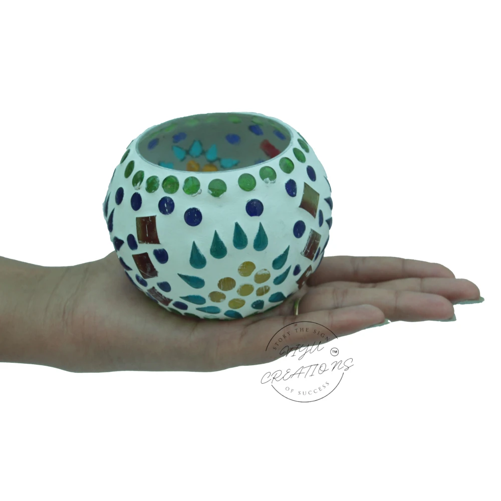 Cracked Mosaic Glass Tealight Candle Holder