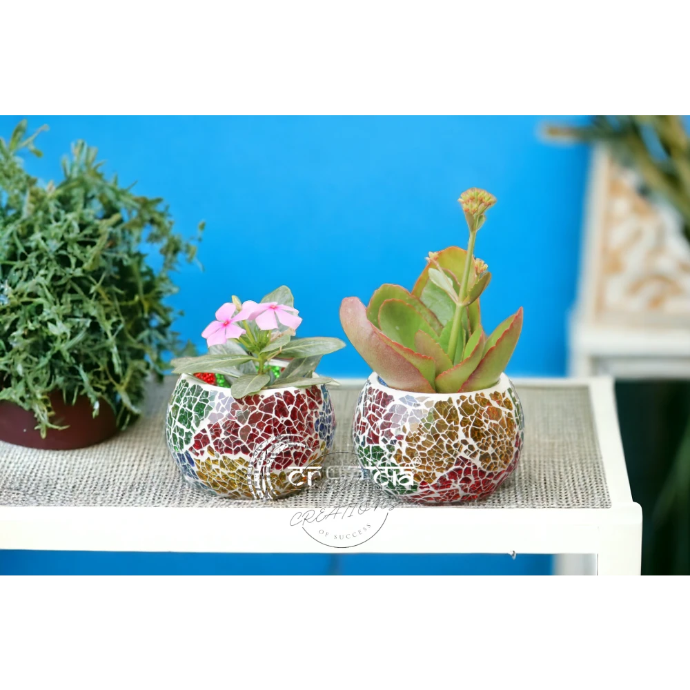 Cracked Mosaic Glass Tealight Candle Holder