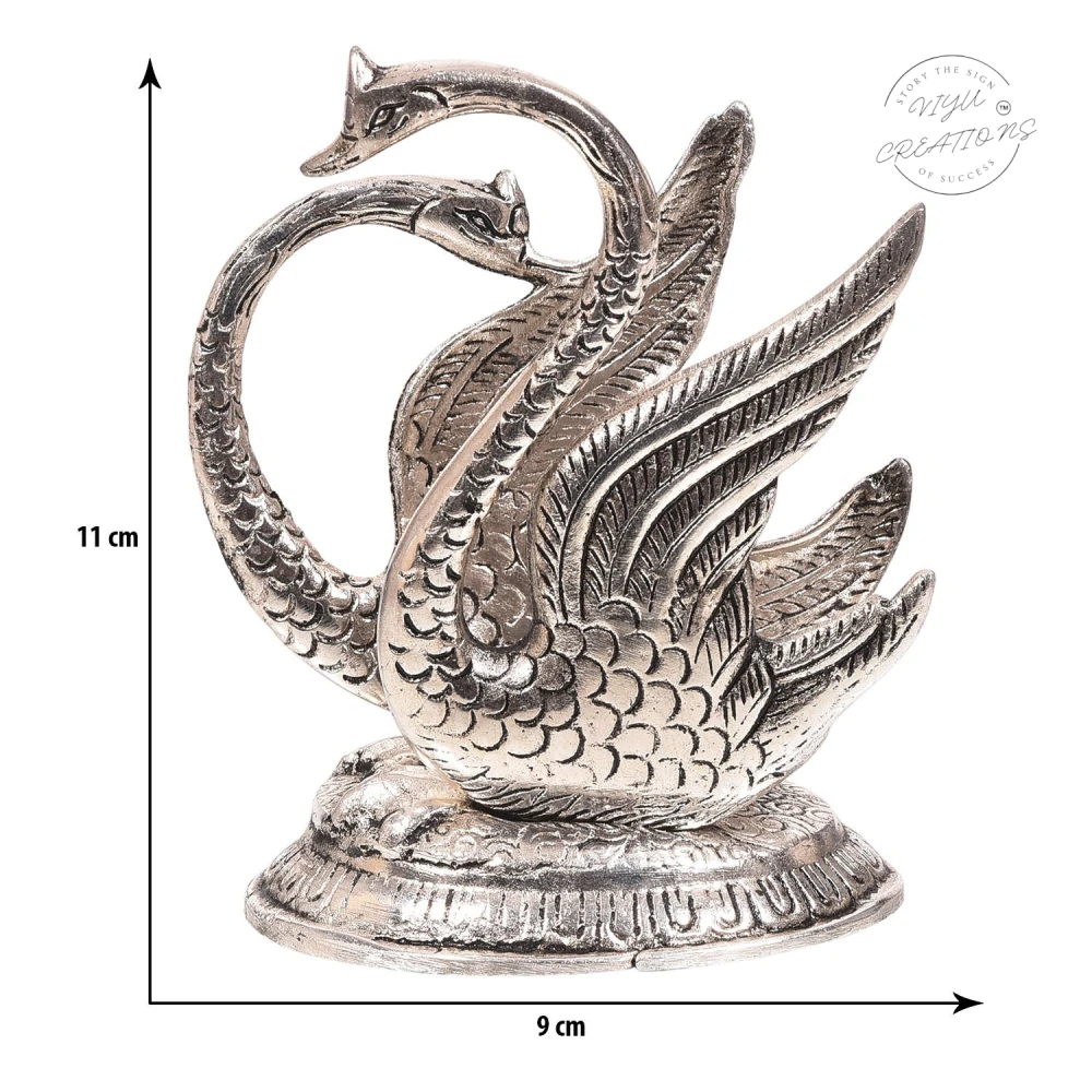 Oxidized White Silver Metal Swan Napkin Holder