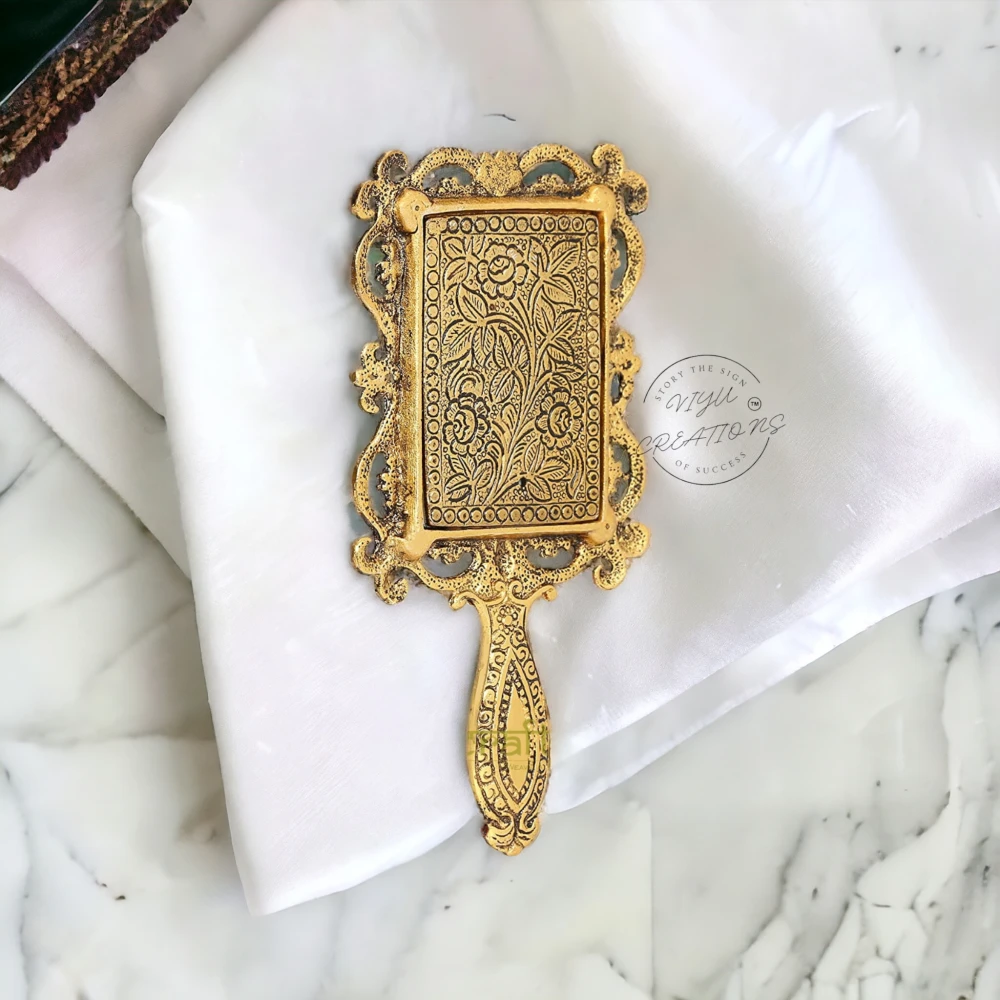 Vintage-Inspired Small Handheld Metal Mirror