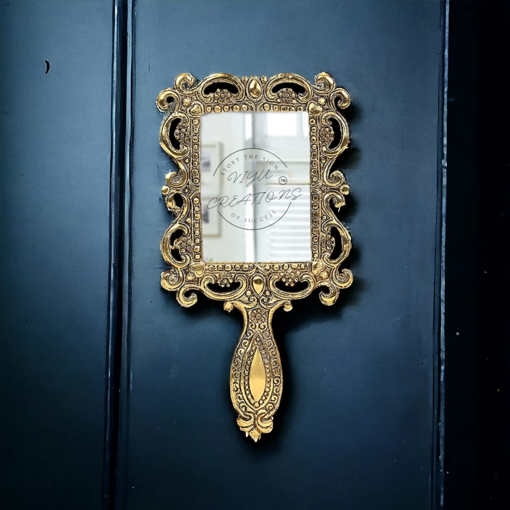 Vintage-Inspired Small Handheld Metal Mirror