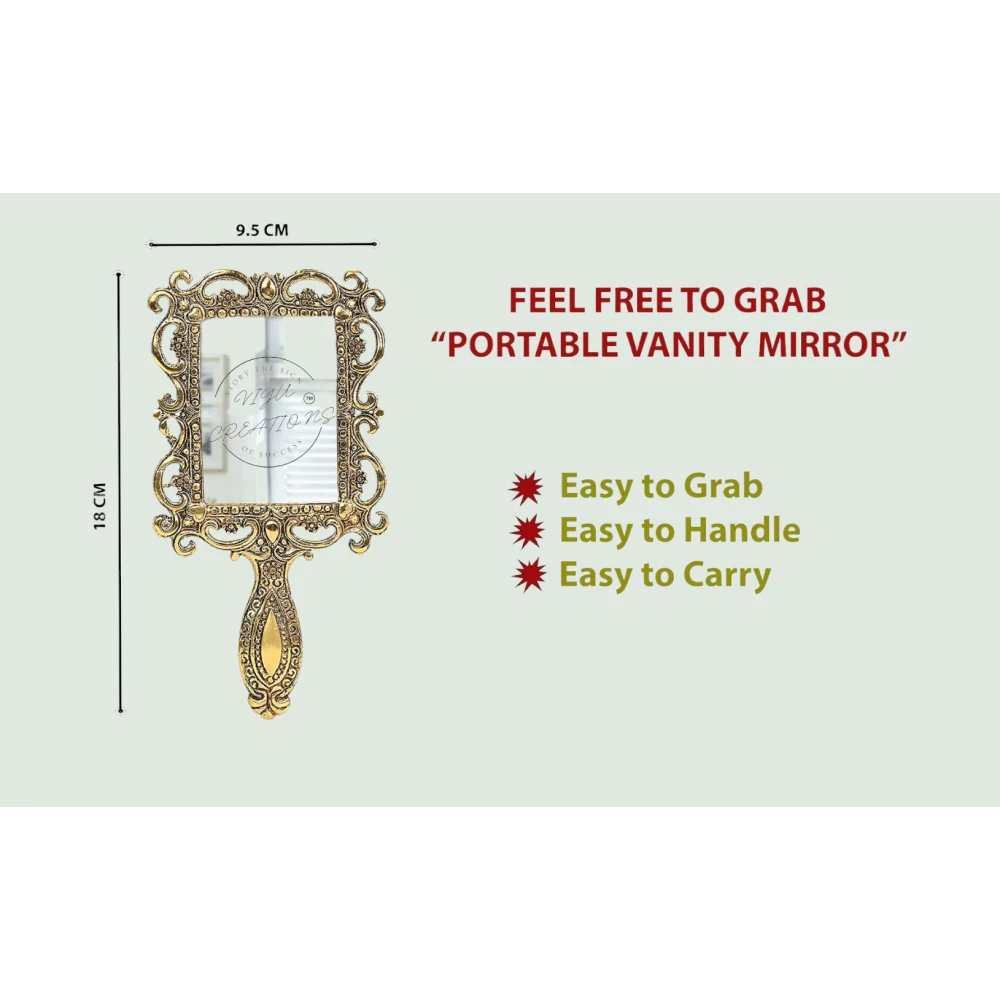 Vintage-Inspired Small Handheld Metal Mirror