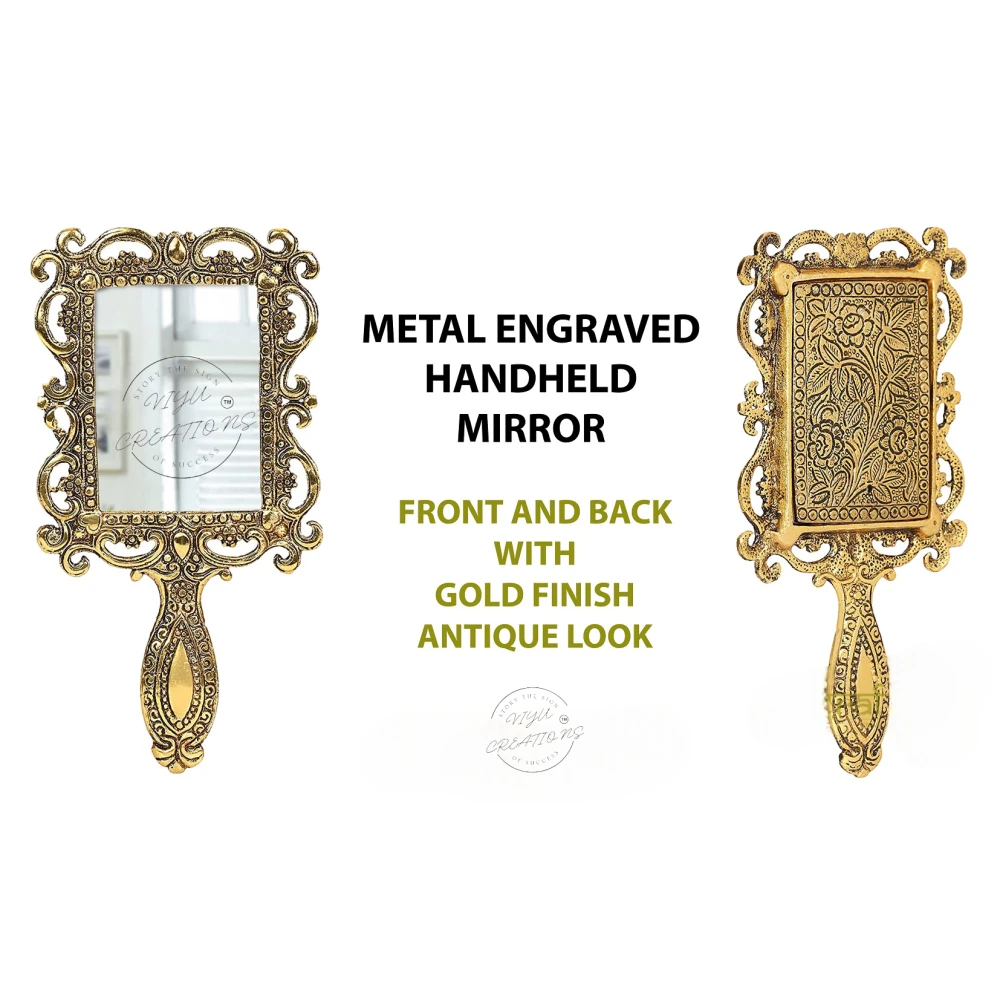 Vintage-Inspired Small Handheld Metal Mirror