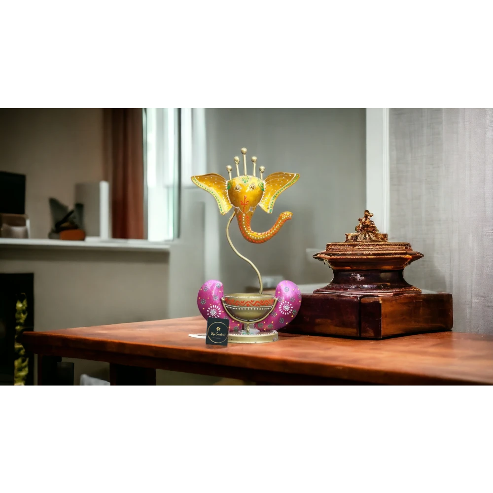 Iron Ganesha Tealight Candle Holder