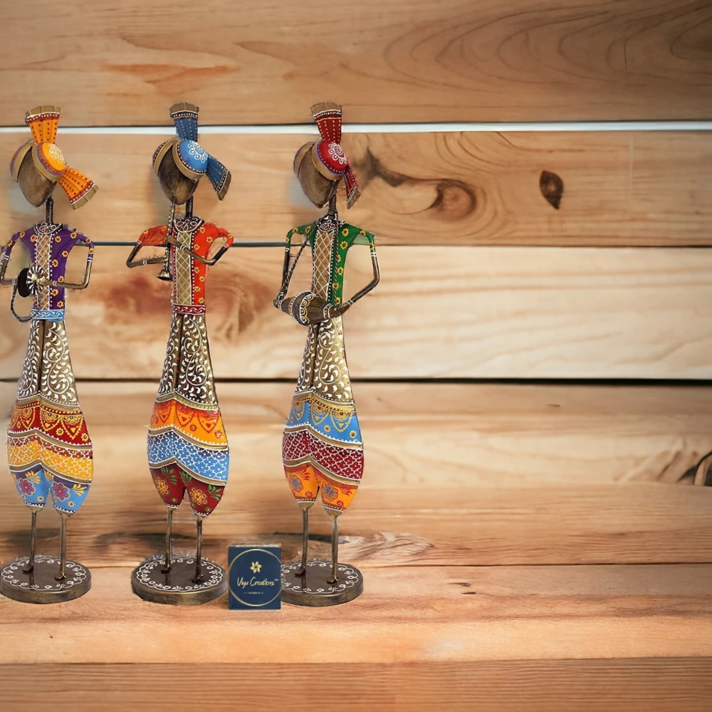 Handicrafts Wrought Iron Painted Musical Doll Set Decorative Gift Item Showpiece