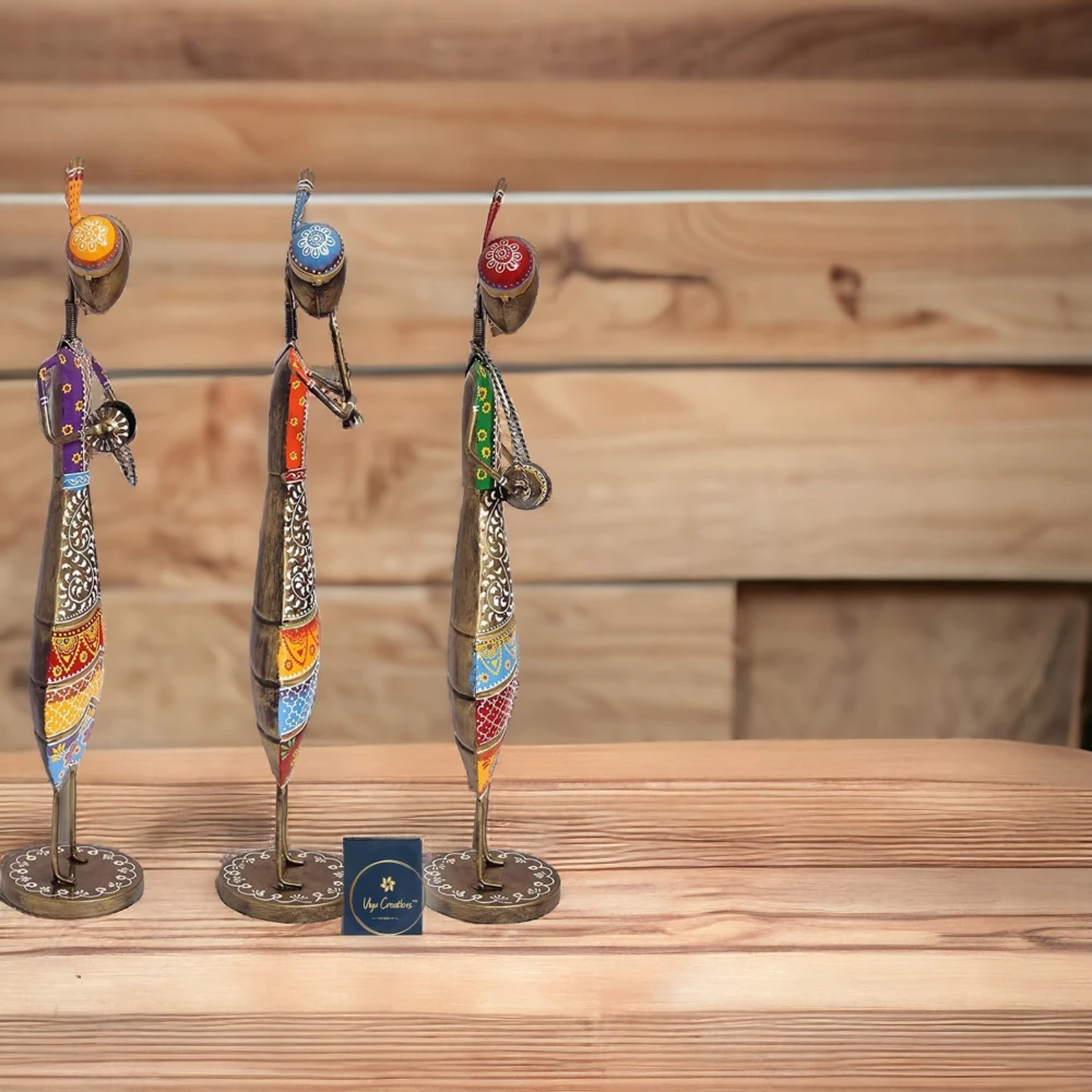 Handicrafts Wrought Iron Painted Musical Doll Set Decorative Gift Item Showpiece