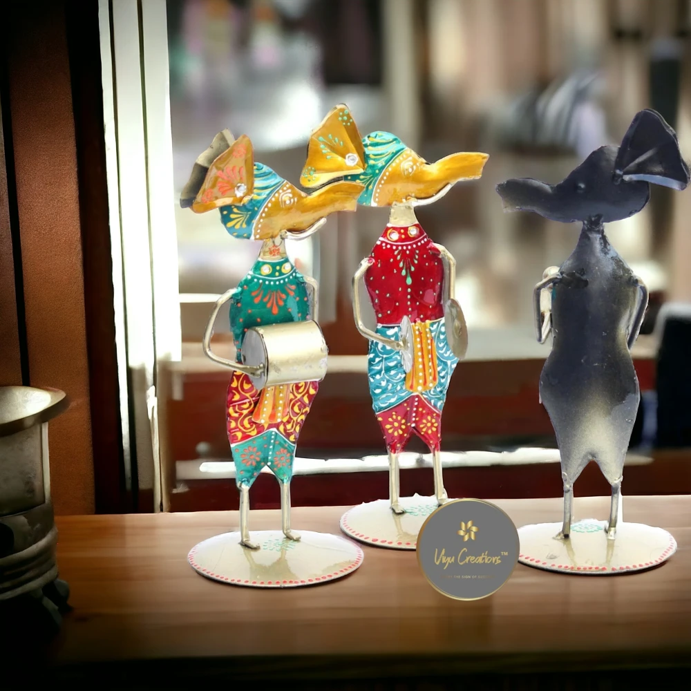 Iron Tribal Musician Elephant Doll Ganpati
3 Elephant Musician Showpiece