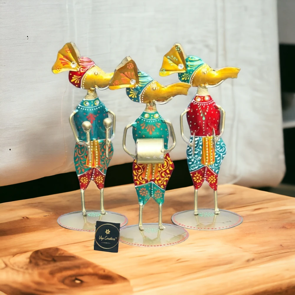 Iron Tribal Musician Elephant Doll Ganpati
3 Elephant Musician Showpiece