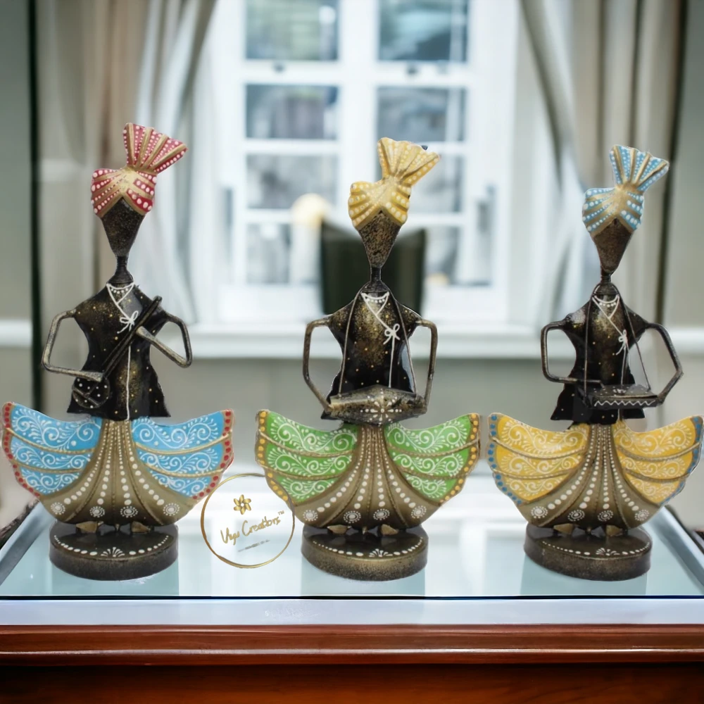 Iron Tribal Musician Sardar Doll Set For Home