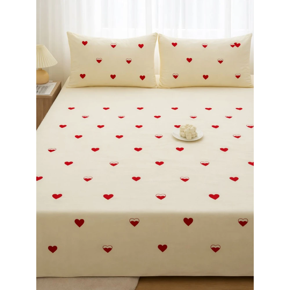 Embroided Cotton Bedsheet with 2 pillow covers ( White..)