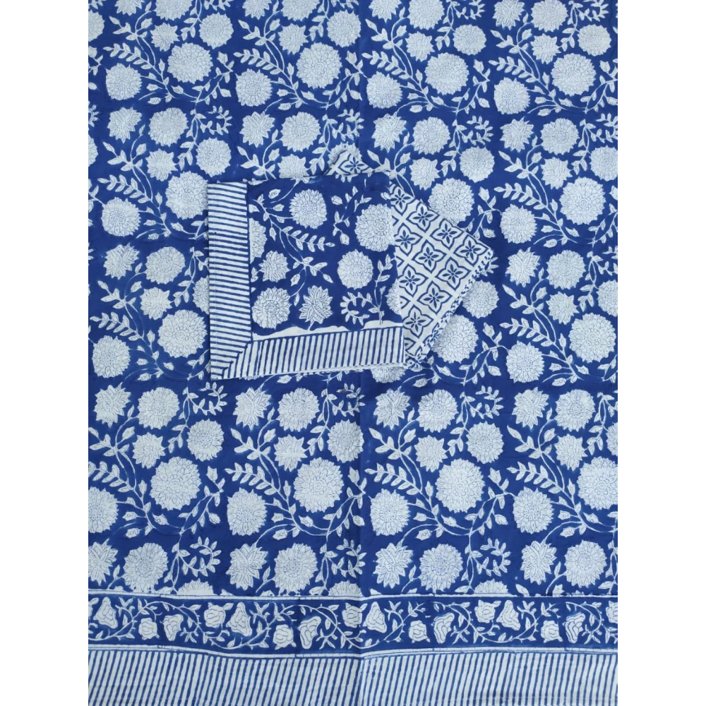 Handblock Percale Cotton Bedsheet with 2 pillow covers (Multicolor)