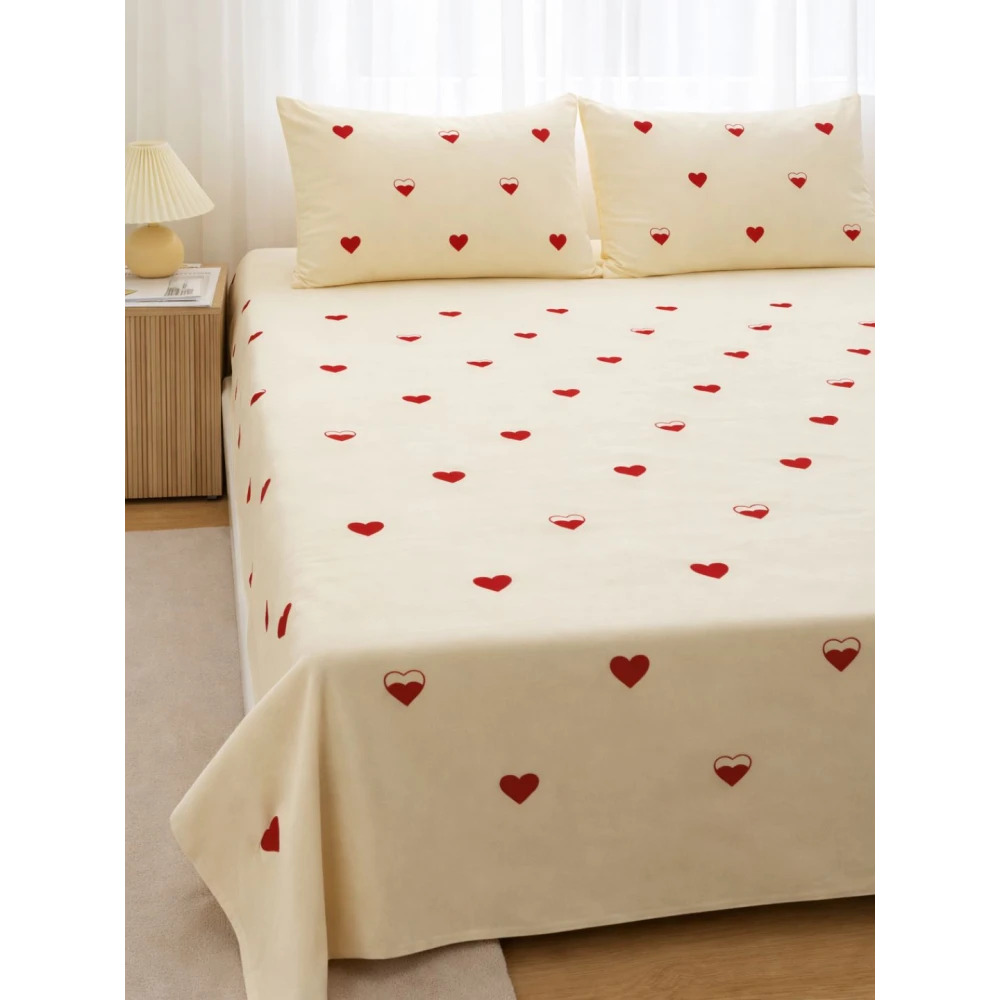 Embroided Cotton Bedsheet with 2 pillow covers ( White..)