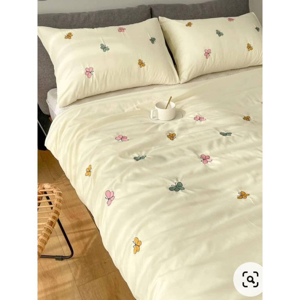 Embroided Cotton Bedsheet with 2 pillow covers (Sky Blue)