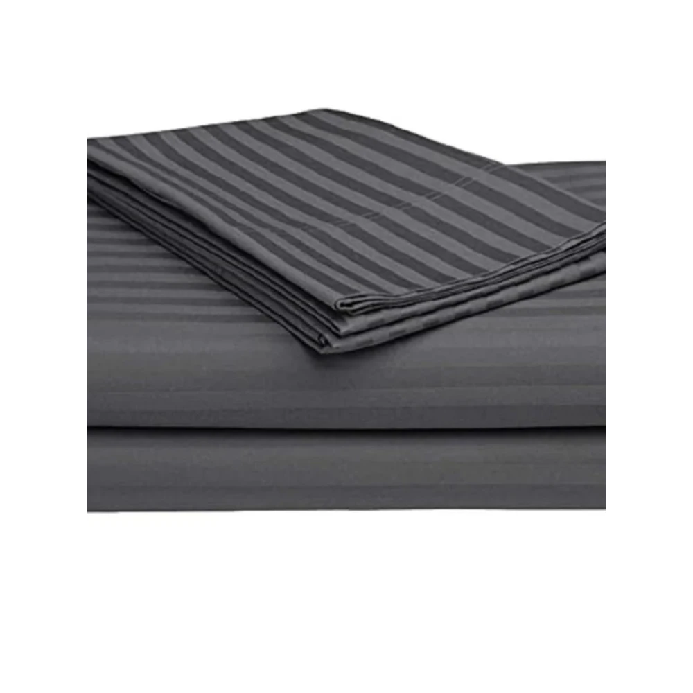 Grey Polycotton Striped Bedsheet with 2 pillow covers