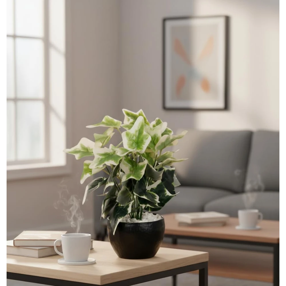 FOLIYAJ Artificial Ivy Plant with Black Pot |Plants for Home Decor| Indoor Plants for Living Room|Potted Plants