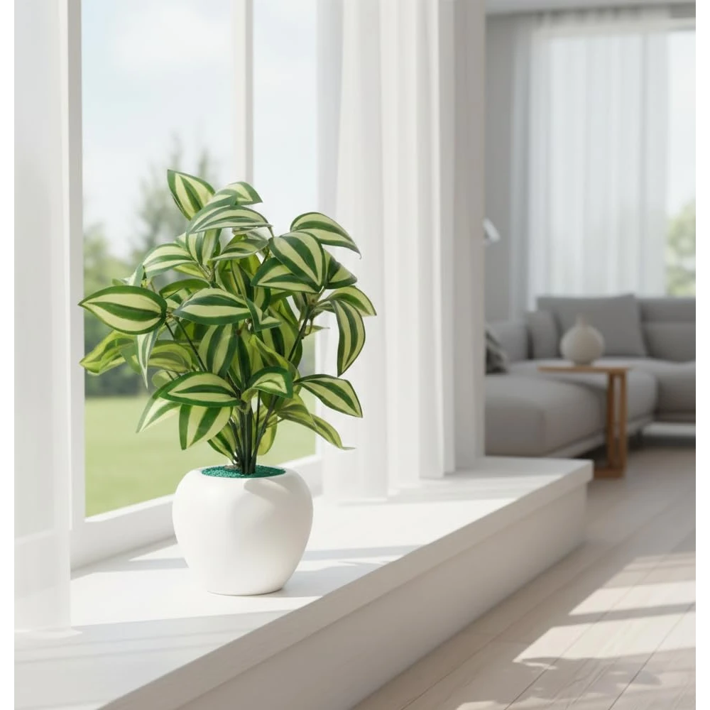 FOLIYAJ Pepperomia Artificial Plant with Apple Pot |Plants for Home Decor| Indoor Plants for Living Room